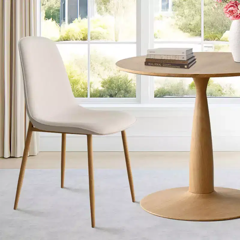 3-Piece Round Dining Table Set, 34.5 Wood-Look Pedestal Table and Upholstered Armless Curved Chairs, Ideal for Small Space Dining-Panipeachy