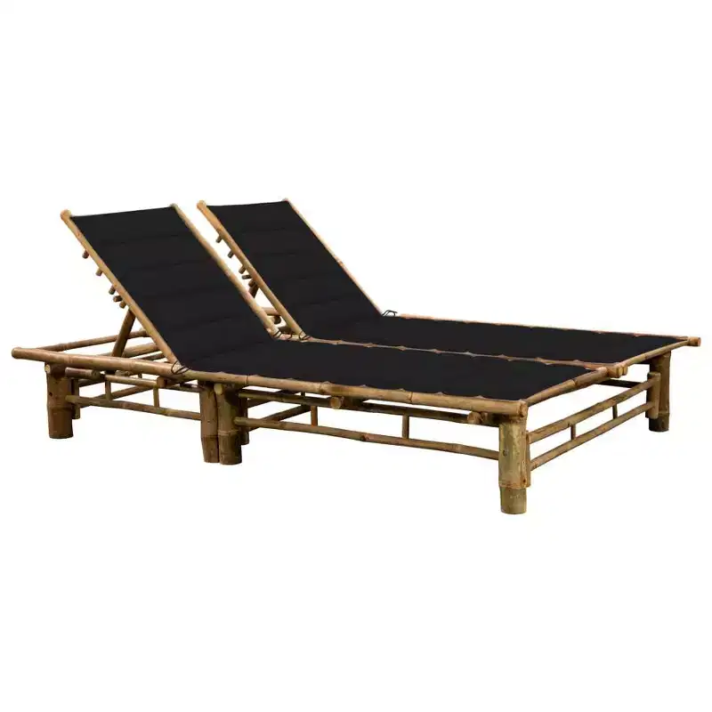 vidaXL Sun Lounger Natural bamboo, (cushions)