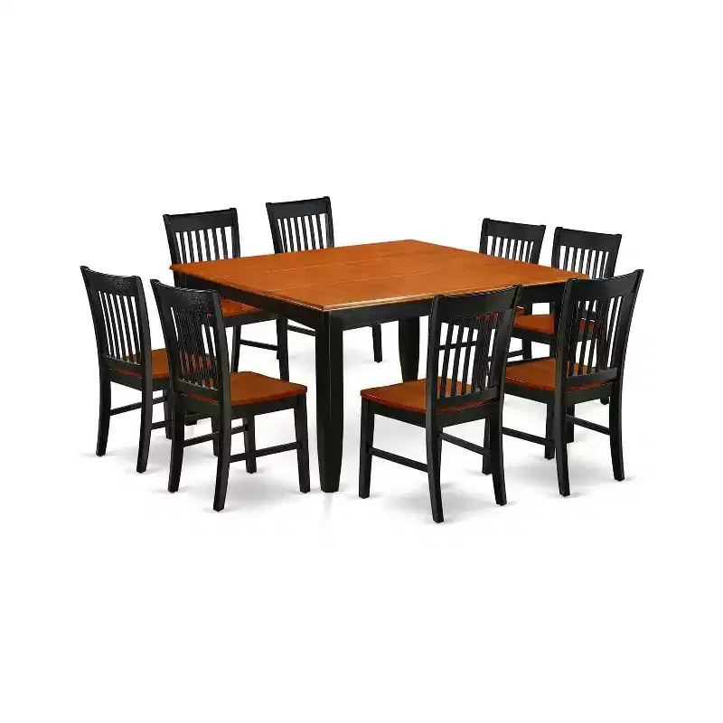 HomeStock 9 Piece Dining Room Table Set Black Cherry Square Table with Butterfly Leaf