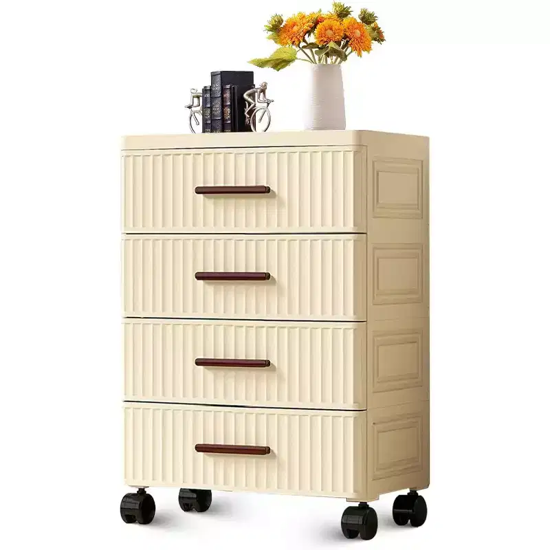 Plastic Drawer Cabinet with Wheels, Rollable Storage Organizer for Bedroom, Office and Home