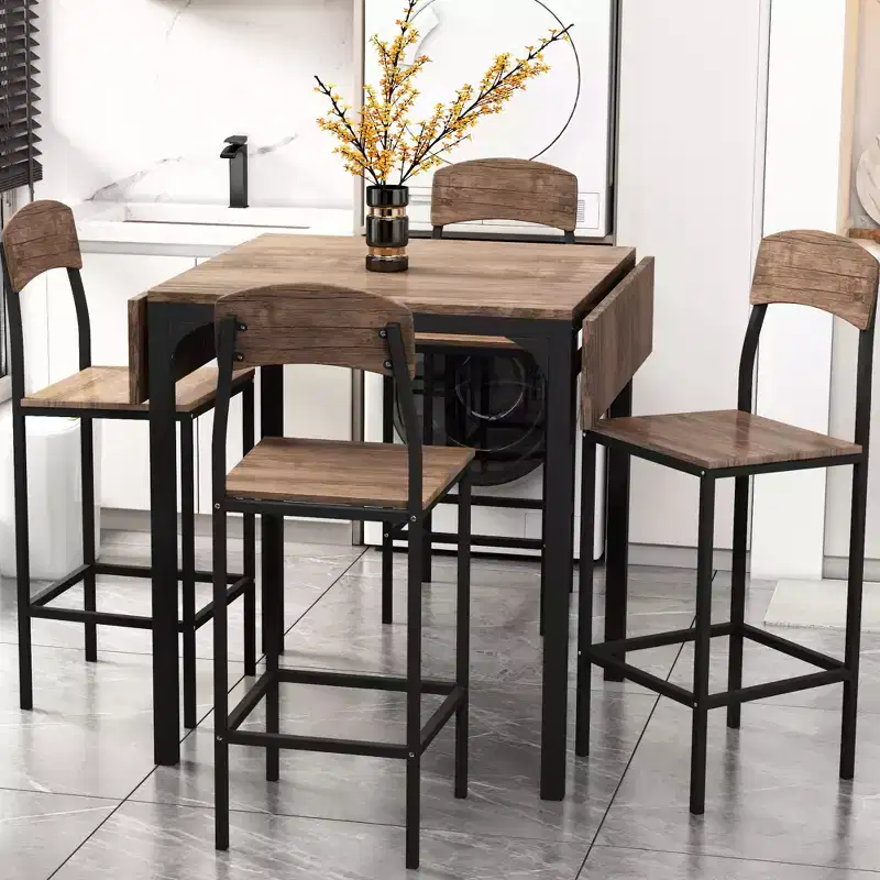 Whisen Farmhouse 5-piece Counter Height Drop Leaf Dining Table Set with Dining Chairs
