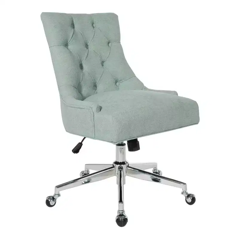 Black Tufted Armless Swivel Office Chair – Adjustable Height, Seats 1