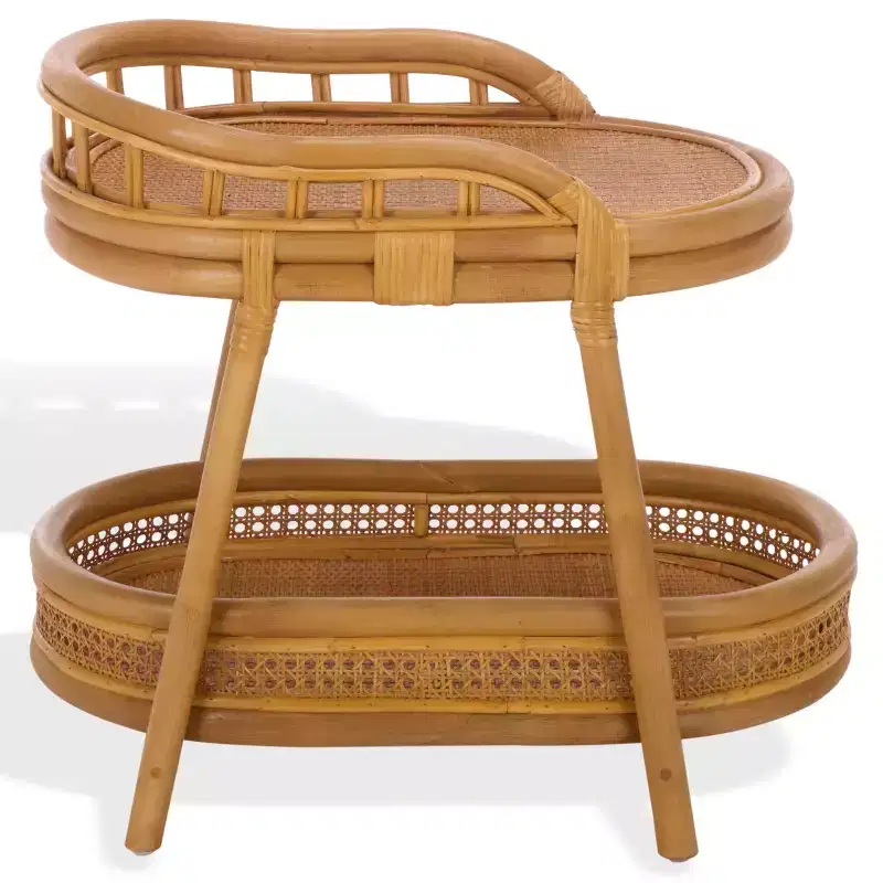 Shayleen Rattan Pole 2 Shelf Accent Table - CWK3023 - Natural - Safavieh Couture