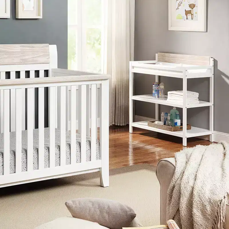 Baby Changing Table, Safe, Non-Toxic & Crib-Coordinating for All Stages - White