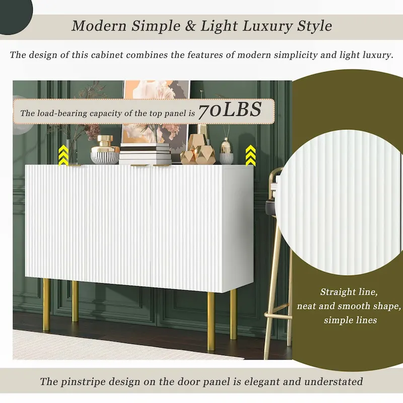 Luxury Style Sideboard with Gold Metal Legs