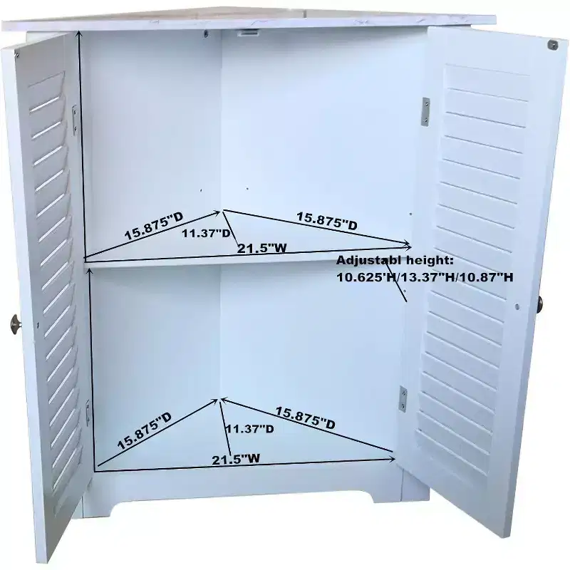 Kings Brand Furniture - Decatur Bathroom Corner Floor Storage Cabinet, White