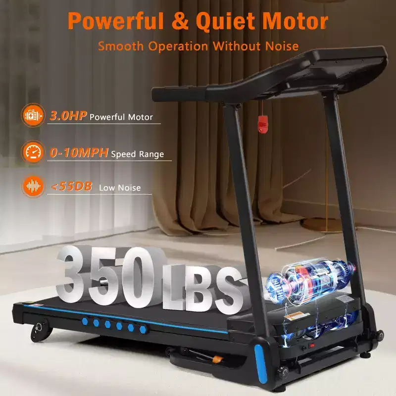 Whisen Home Folding Exercise Machine Treadmill with Cushioned Platform