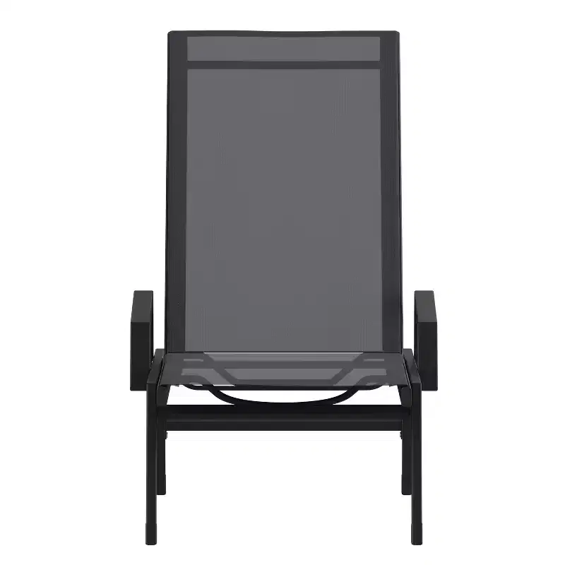 Emma and Oliver Textilene Adjustable 5 Position Patio Chaise Lounge with Armrests and Metal Frame