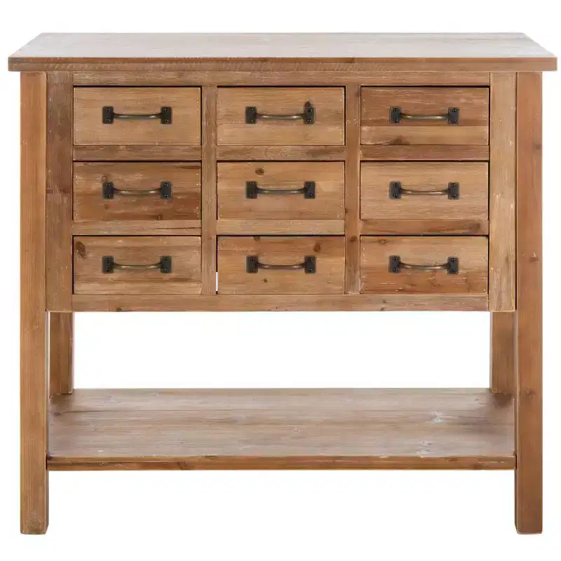 Mendie 6 Drawer Table - Natural Oak