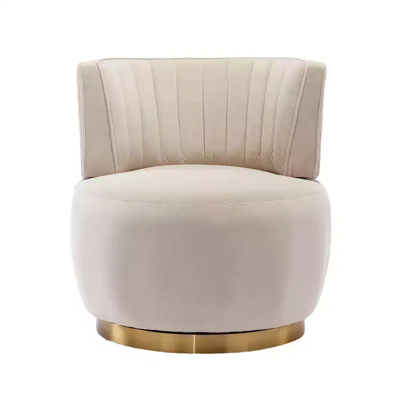 360 Velvet Sofa Turntable, Modern Round Accent Chair, Wide Upholstered Single Sofa with Hardwood Frame for Living Room, Bedroom, Playroom