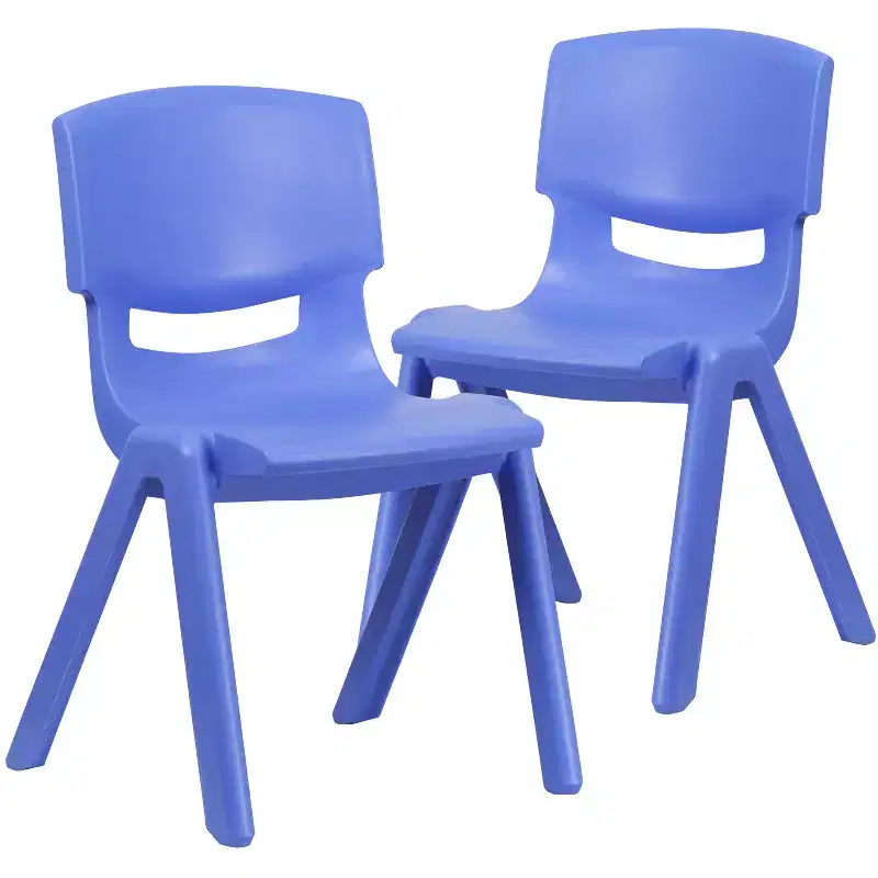 Emma and Oliver 2 Pack Plastic Stackable School Chair with 15.5H Seat