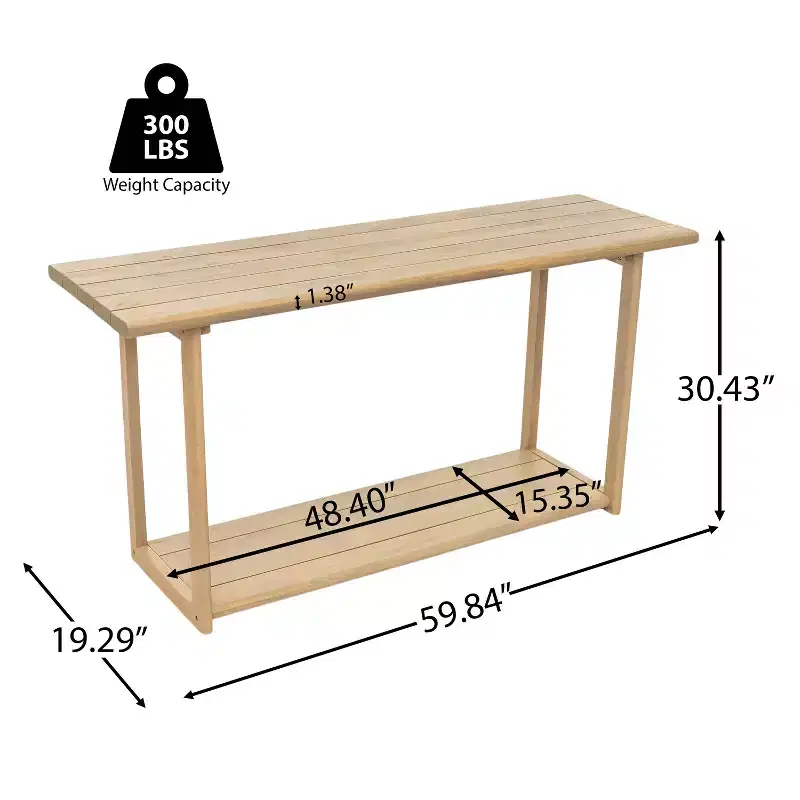 GDFStudio Sylas Modern 60 Acacia Wood Rectangular Console Table