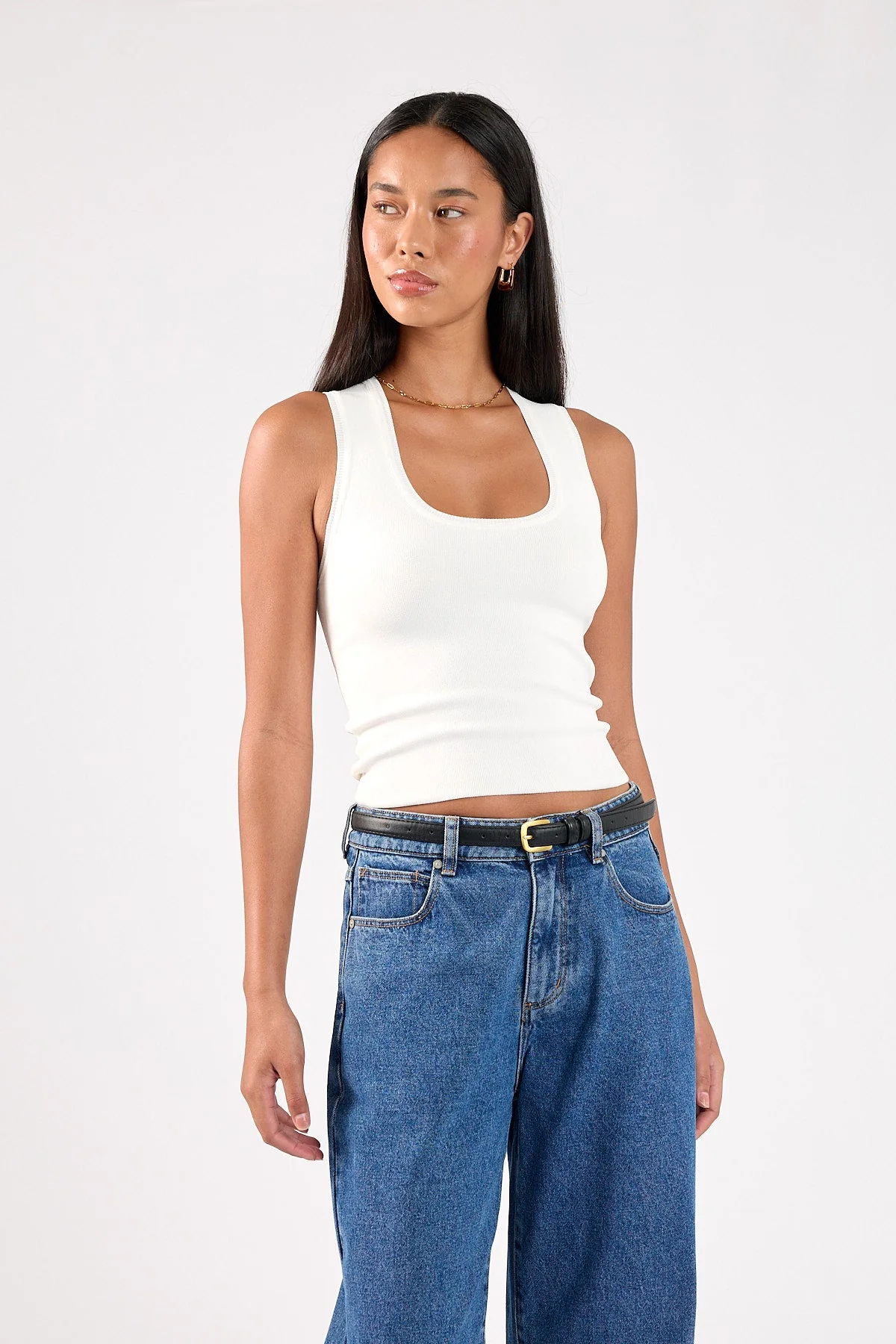 Knit Racer Top White