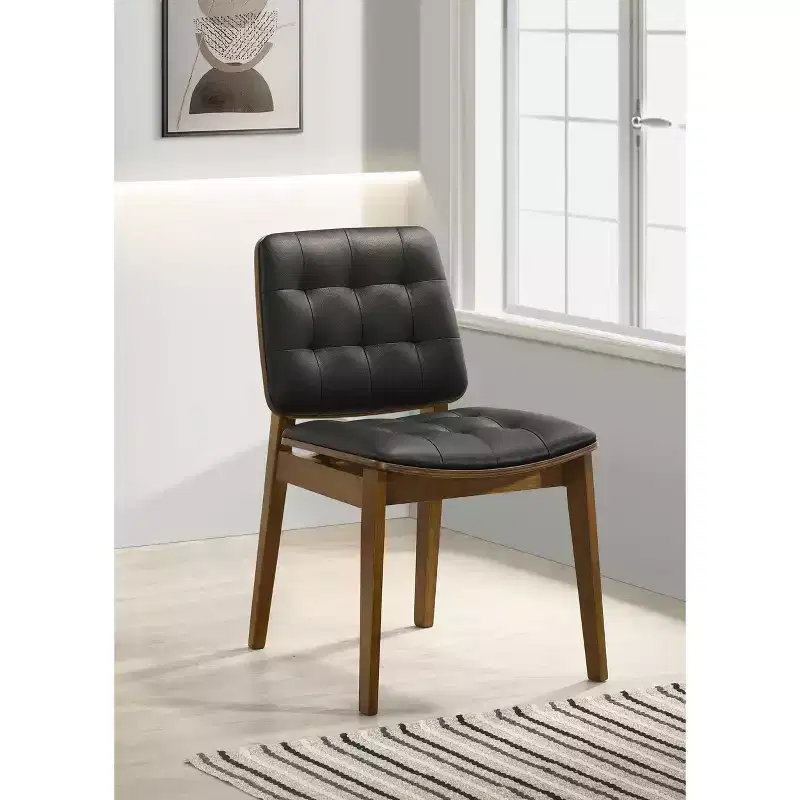 Simple Relax Set of 2 Side Chairs in Natural Walnut and Black