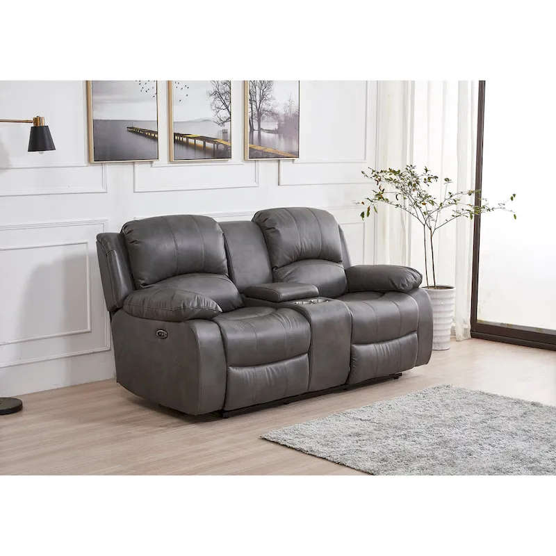 Betsy Furniture 2 Piece Bonded Leather Power Reclining Living Room Set, Sofa and Loveseat