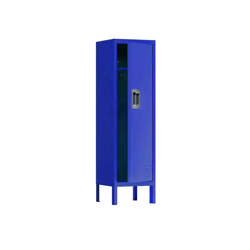 Single Tier Locker Steel Storage Cabinet With 2 Separate Compartments For Home Office School Gym Bedroom, Blue