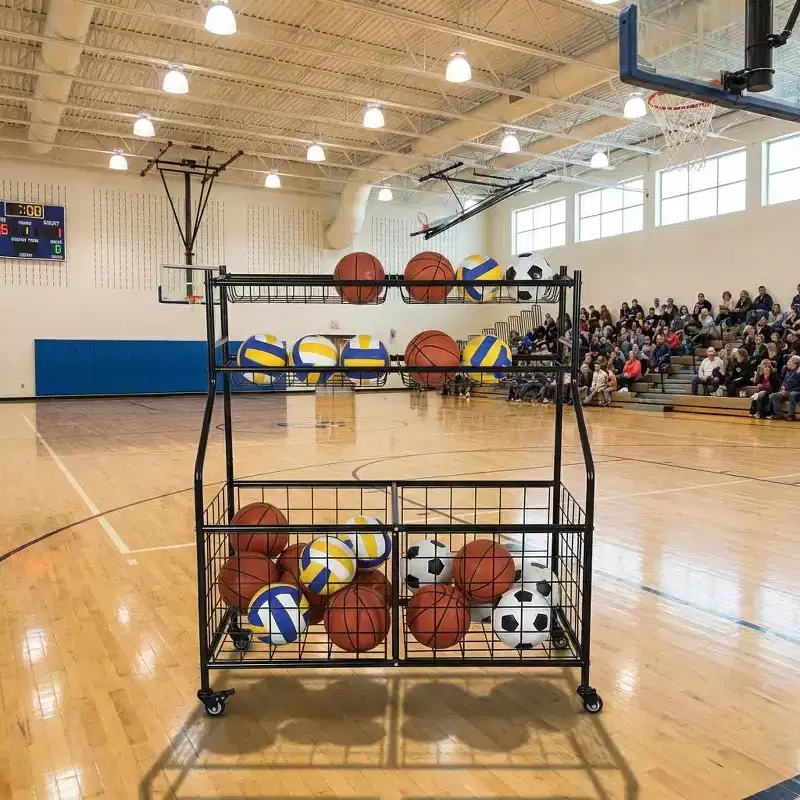Rolling Ball Cart with Wheels, Sports Equipment Organizer and Garage Storage for Sports Gear and Toys, Indoor/Outdoor Use