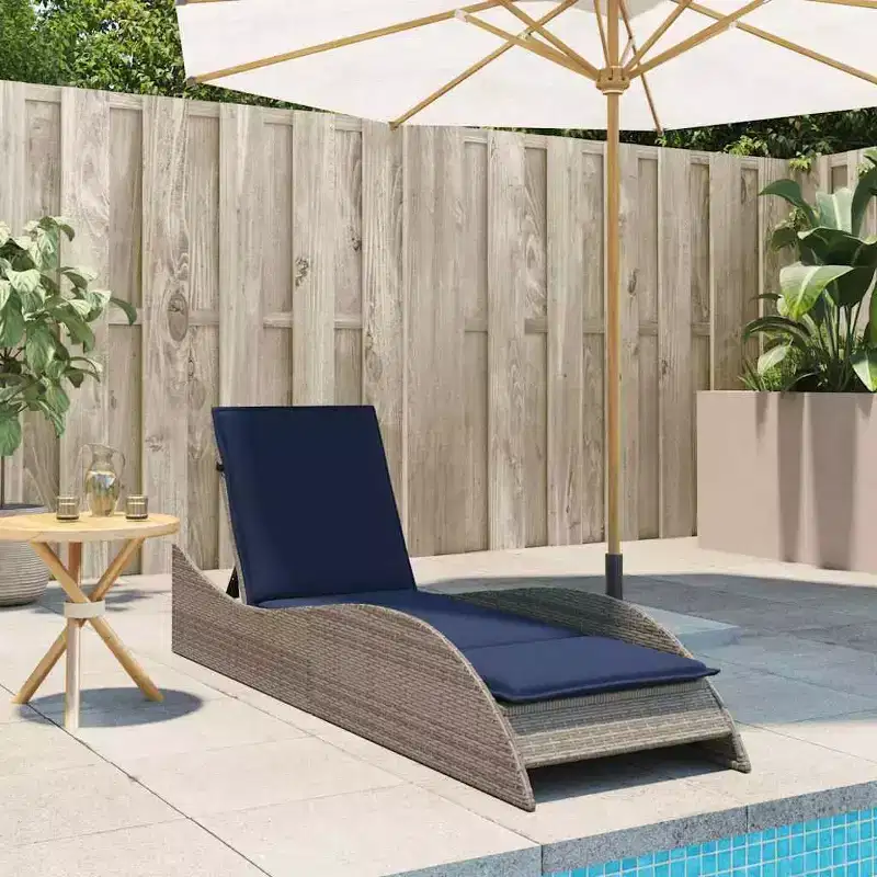 vidaXL Sun Lounger with Cushion 23.6x80.7x28.7 Poly Rattan