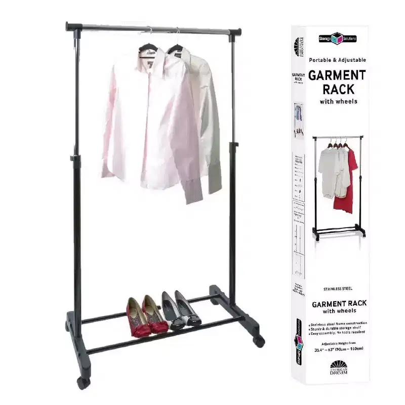 Stainless Steel Double Rod Clothes Rack Black