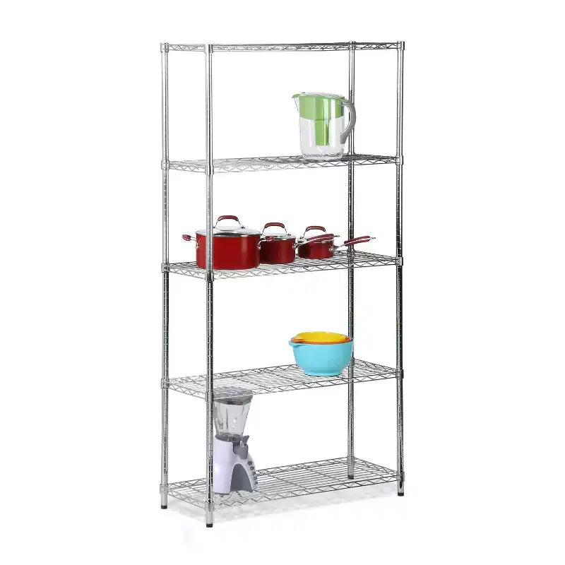 5 Tier 200lb per shelf Shelving Unit Chrome: Steel Wire Shelving, 72