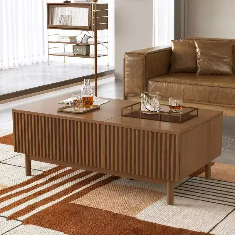 Luck Live 51.1 Modern Lift-Top Coffee Table with 2 Storage Drawers & Hidden Compartment
