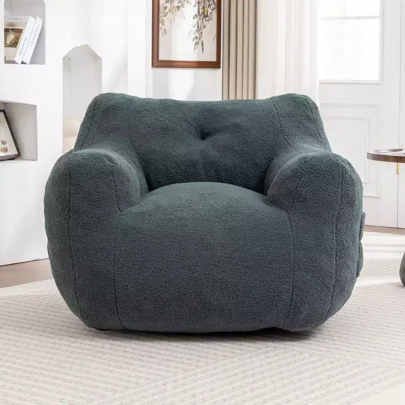 Bean Bag Chair with Arms, Teddy Giant Bean Bag Sofa with High-Density Foam, Floor Chairs for Adults, Bean Bag Couch for Living Room