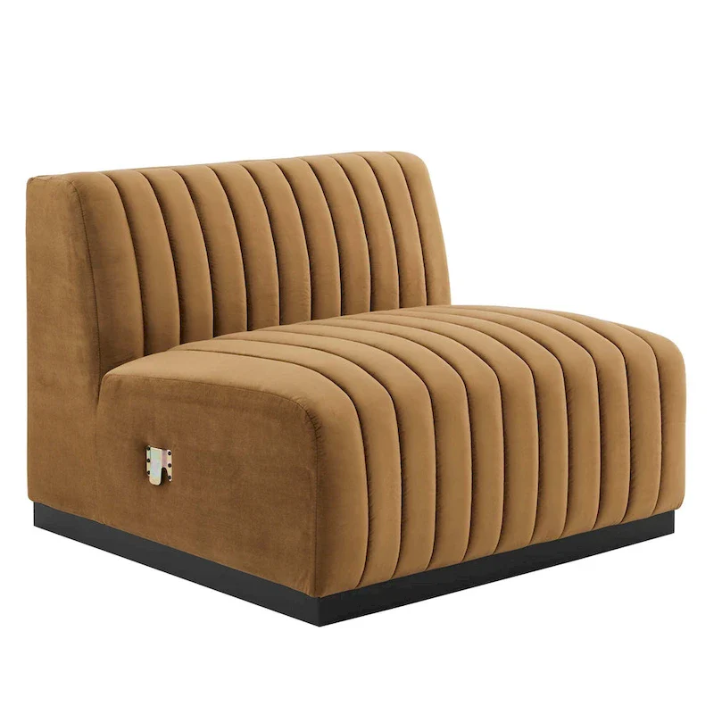 Channel Tufted Velvet Upholstered Sofa