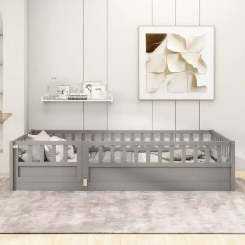 Single-Occupant Low-Platform Bed with Integrated Design, Ultra-Secure Barrier, and Door