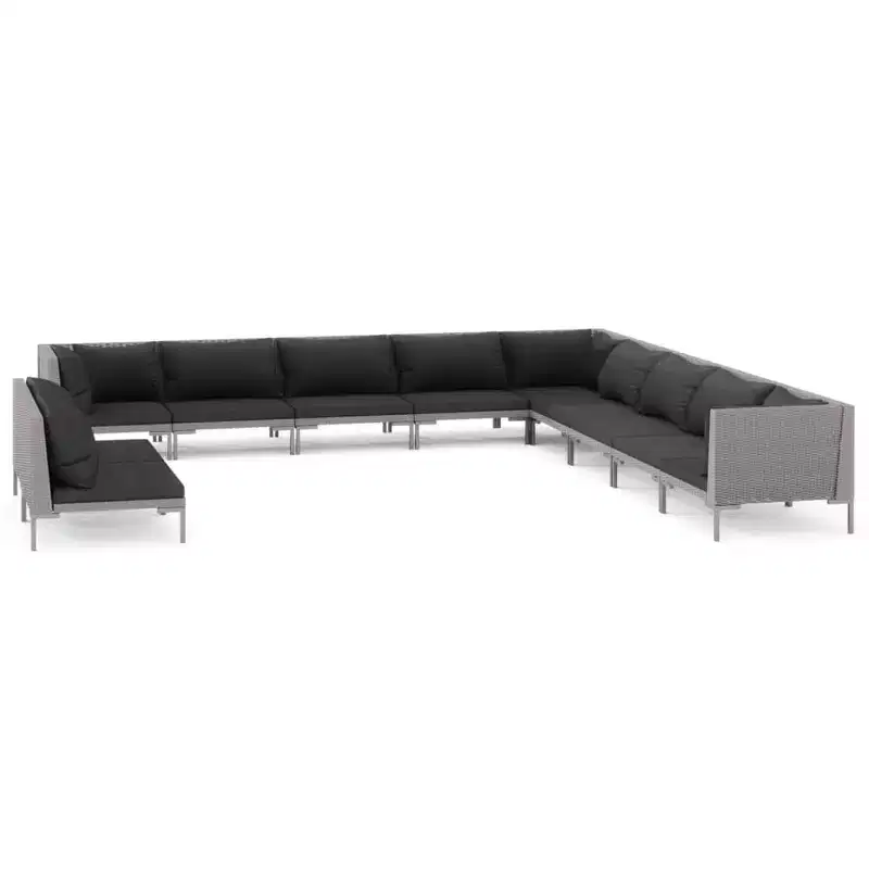 vidaXL Garden Lounge Set Dark grey, Black