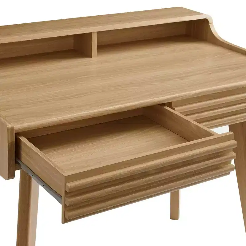 Modway Render Writing Desk Oak: Modern Style, Adult Assembly Required, Wood Frame, No Storage Features