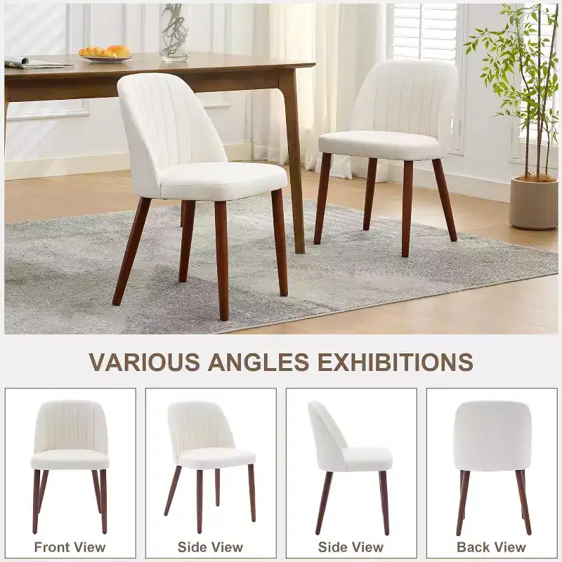 2Pcs Modern Wooden Accent Dining Chairs, Upholstered Armless Chairs with Padded Seat and Sturdy Wood Legs for Kitchen, Dining Room, Restaurant