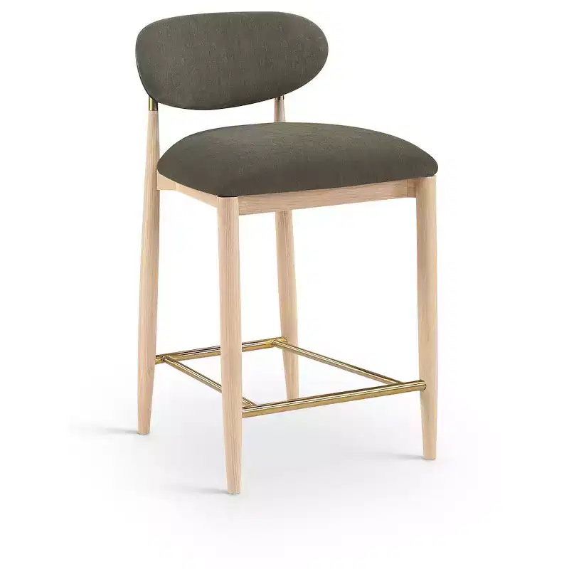 Upholstered Counter Stool with Wood Frame and Performance Fabric