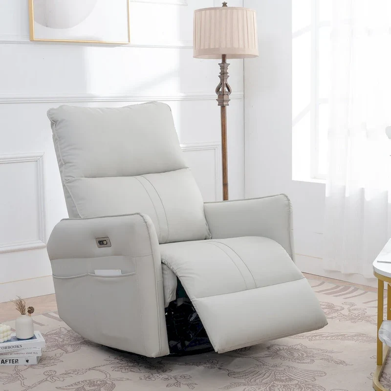 270 Power Swivel Rocker Recliner Chair, Electric Glider Reclining Sofa with USB Ports, Rocking Chair Nursery Recliners