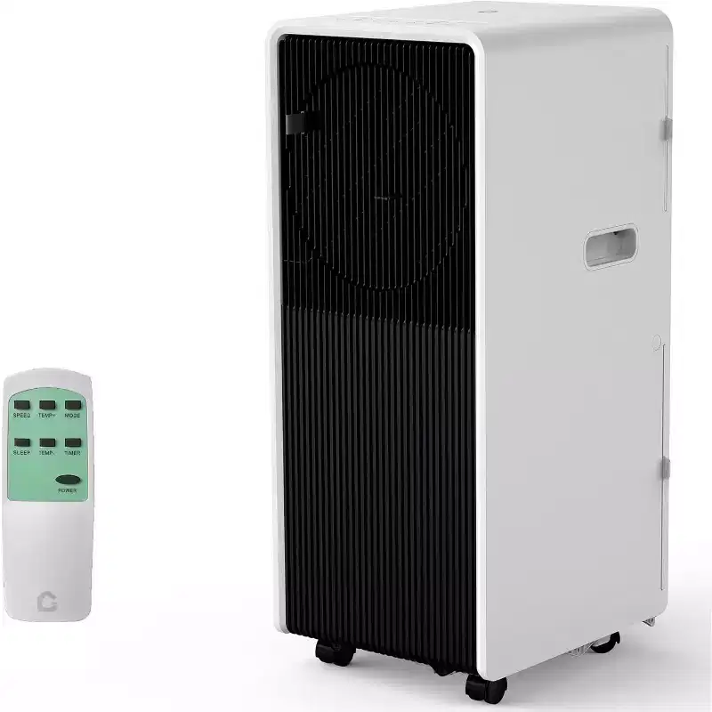 Acekool 14,000 BTU Portable Air Conditioner, 3-in-1 AC, Fan, Dehumidifier, for Room up to 700 Sq. Ft, Remote, Timer, Sleep Mode, Black+White