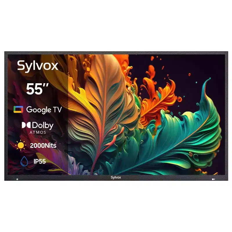 SYLVOX Smart Outdoor TV, 55 4K 2000 Nits QLED Google TV, IP55 Waterproof TV with Dolby Atmos, All Weatherproof TV for Full Sun (Pool Pro QLED 2.0)