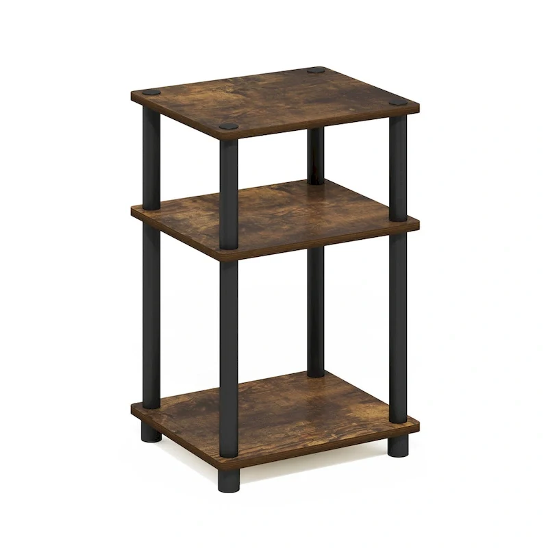 3-Tier End Table, Sonoma Oak/White, No-Tools Assembly, 1-Person