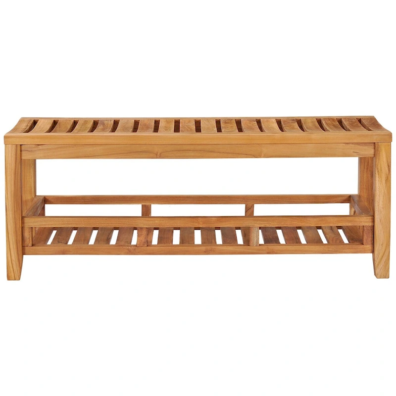 Teak Wood Nassau Shower Stool / Bench with Shelf, 47 inch