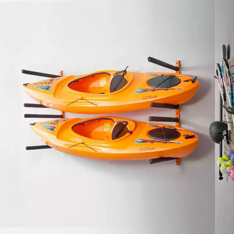 VEVOR Wall Kayak Storage Rack, 4-Capacity Wall Mounted Kayak Holders for Kayak Canoe Paddle Board, Kayak Storage Hooks with Adjustable Padded Arms