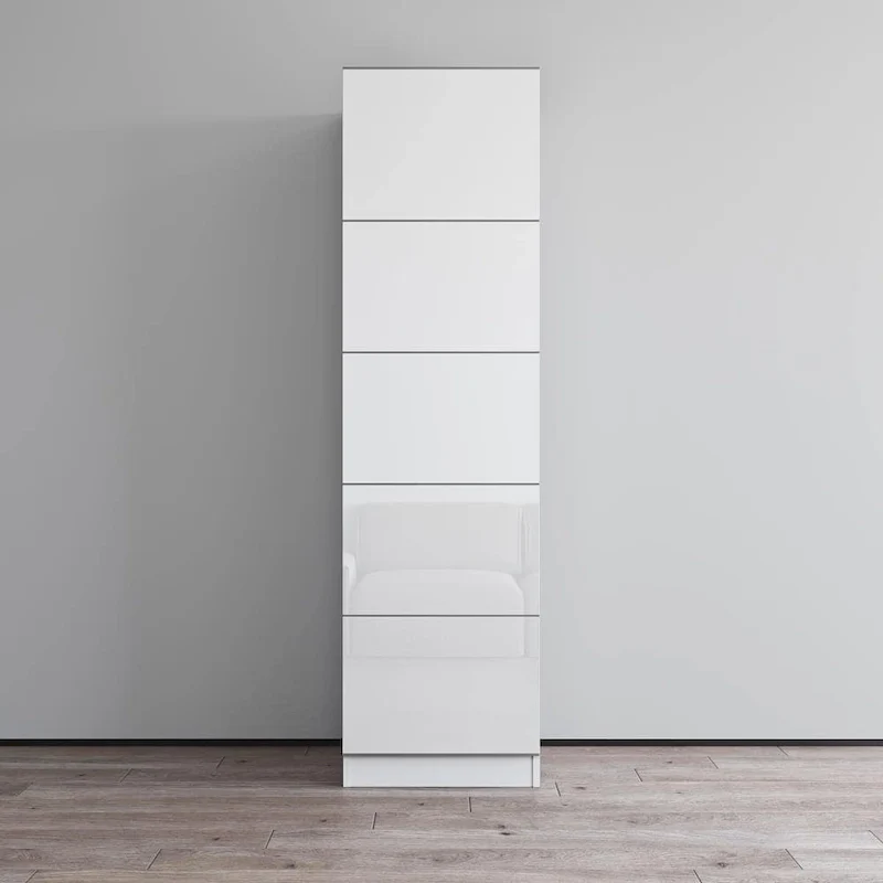 Wardrobe Armoire – Black / Grey / White, Glass Front, Matte Body, Contemporary Style