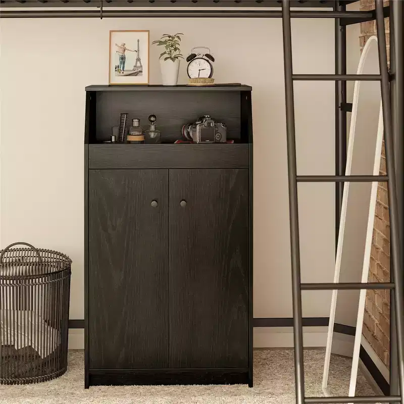 GDFStudio Rowan Storage Cabinet with Open Cubby and Adjustable Shelf