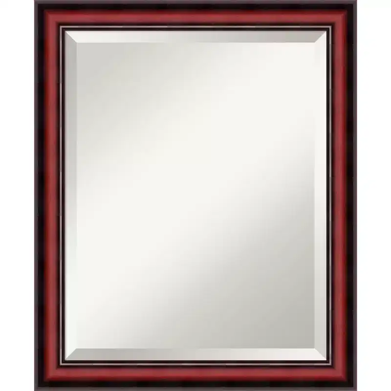 Cherry Scoop Beveled Wood Framed Wall Mirror