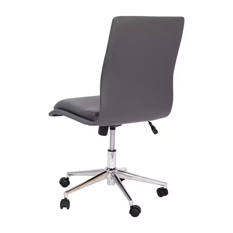 Mid-Back Armless Swivel Task Office Chair Bonded Leather Adjustable Metal Base
