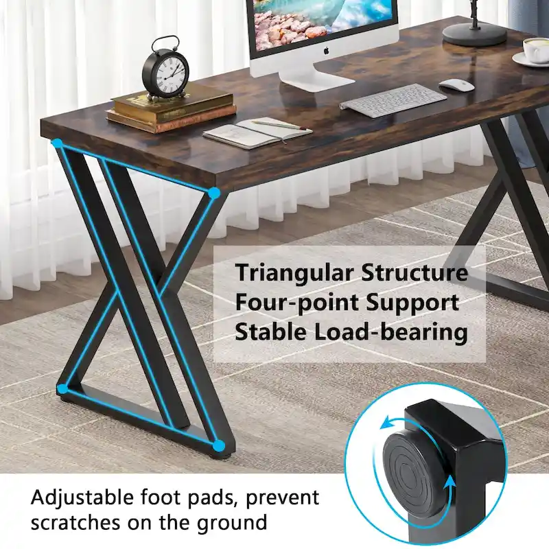 55-Inch Computer Desk with Z-Shape Metal Legs