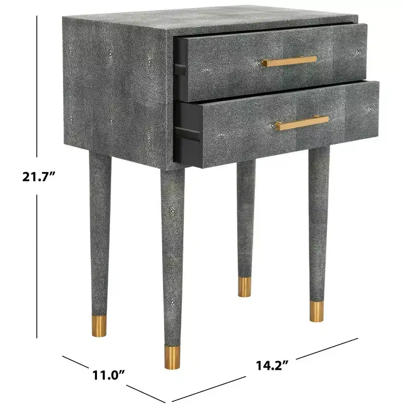 Faux Shagreen End Table – Black