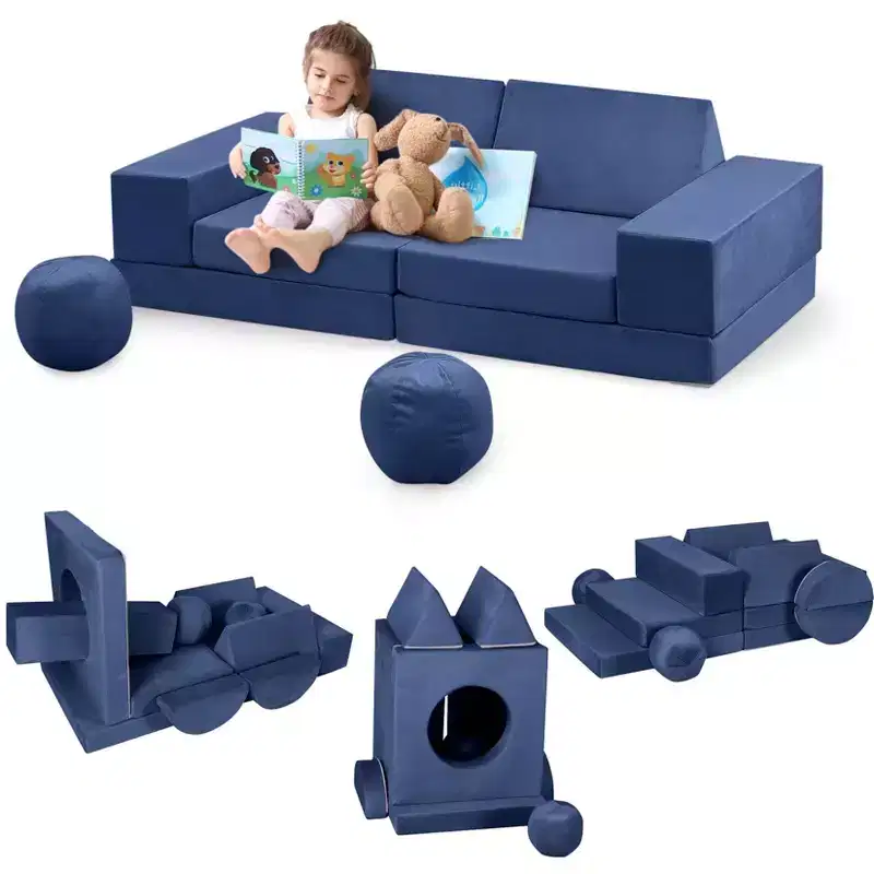 12PCS Modular Kids Play Couch,Creative Child Sectional Sofa for Playroom & Bedroom, Toddler Couch for Sleeping, Reading & Imaginative Play