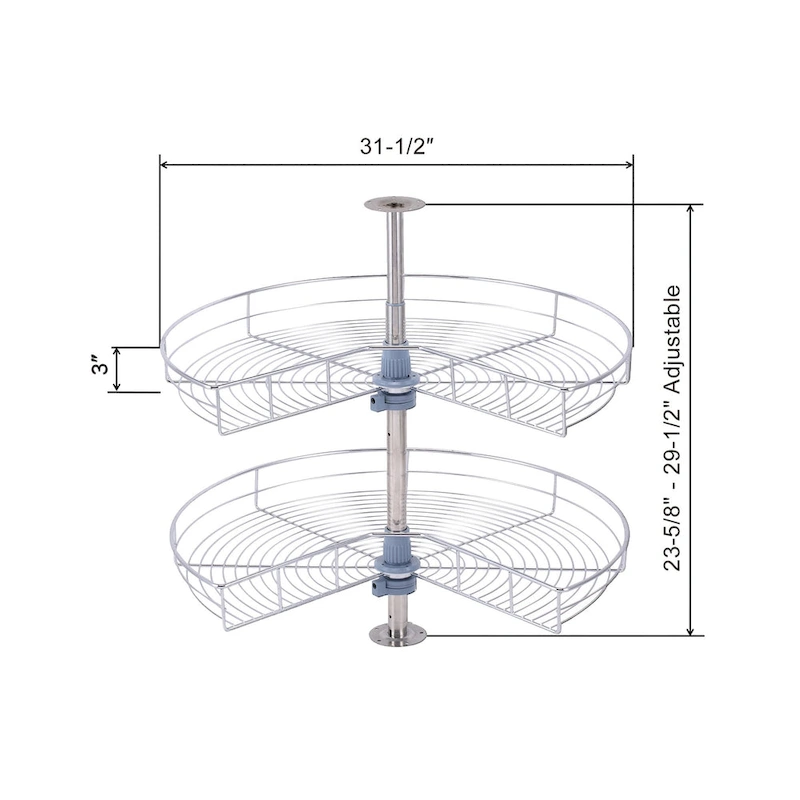 Dowell Lazy Susan 32 Diameter - 270 Degree Double Rack Stainless Steel