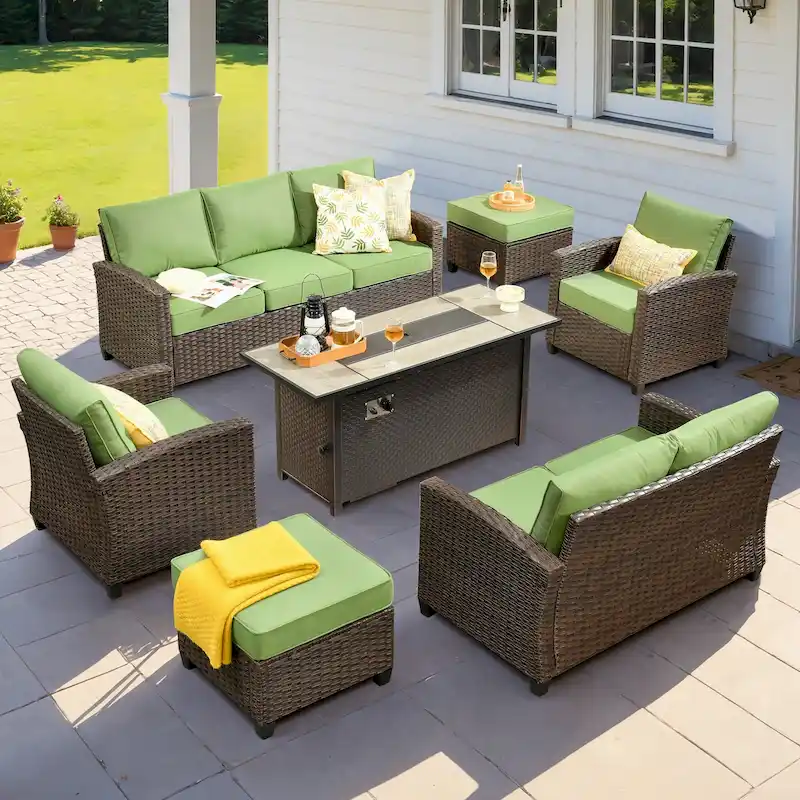 XIZZI 7-piece Patio Furniture Conversation Set with 54 Fire Table