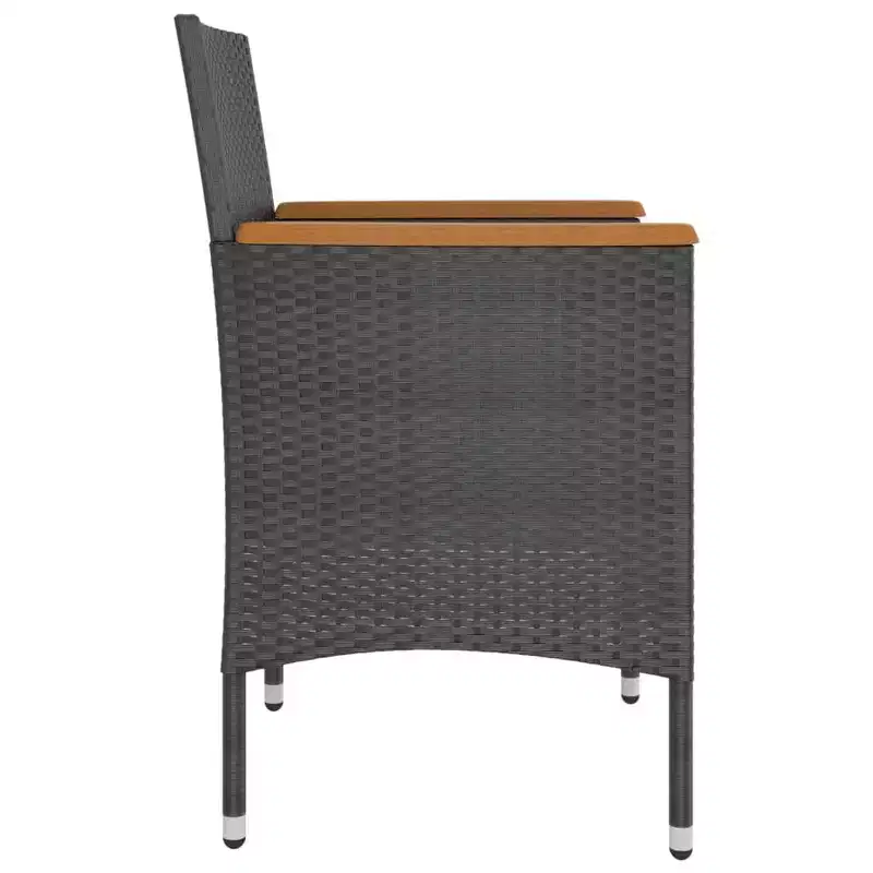 vidaXL 4 Piece Patio Chair and Stool Set Poly Rattan Black - Black