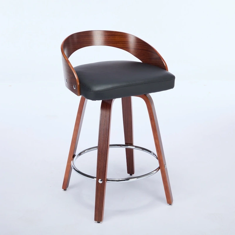 Counter Height Barstools Set of 2, Dining Chairs with Soft Cushion Seat, Kitchen Stool Island with Footstool and Low Back