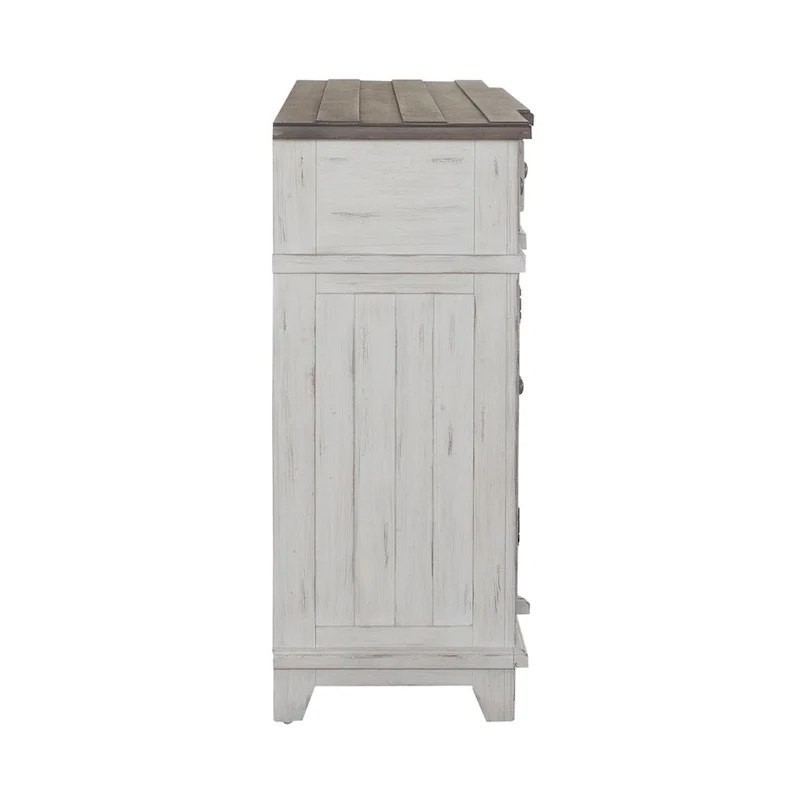 Breakfront Server in Distressed White or Grey